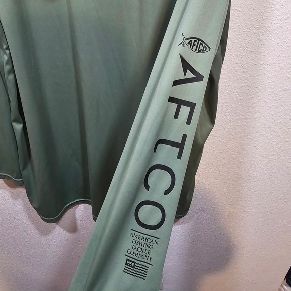 AFTCO Jason Christie Hooded Green Sunshirt Men's Size XXL - Picture 6 of 7